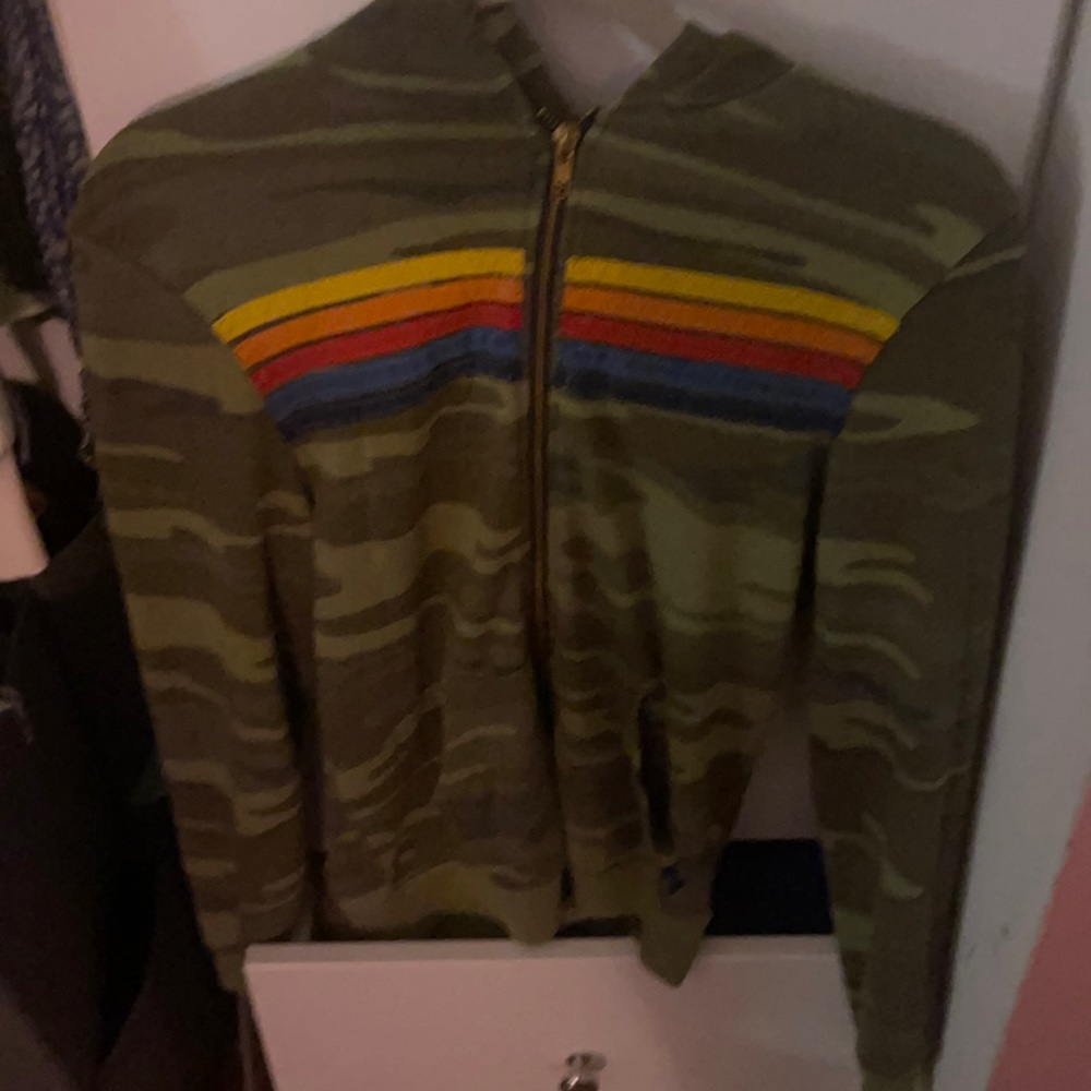 Aviator nation camo 5 stripe sweatshirt